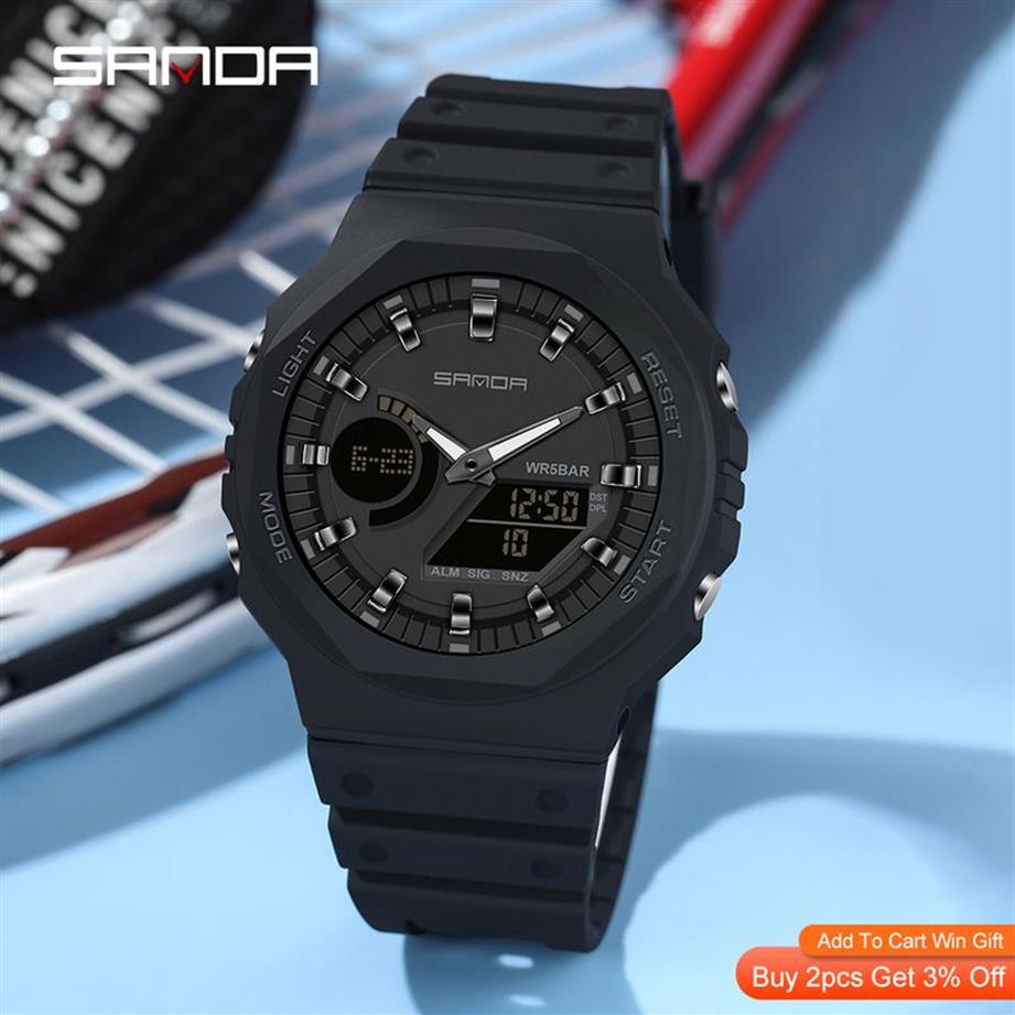 SANDA Casual Men's Watches 50M Waterproof Sport Quartz Watch for Male Wristwatch Digital G Style THOCK Relogio Masculino 2205290h