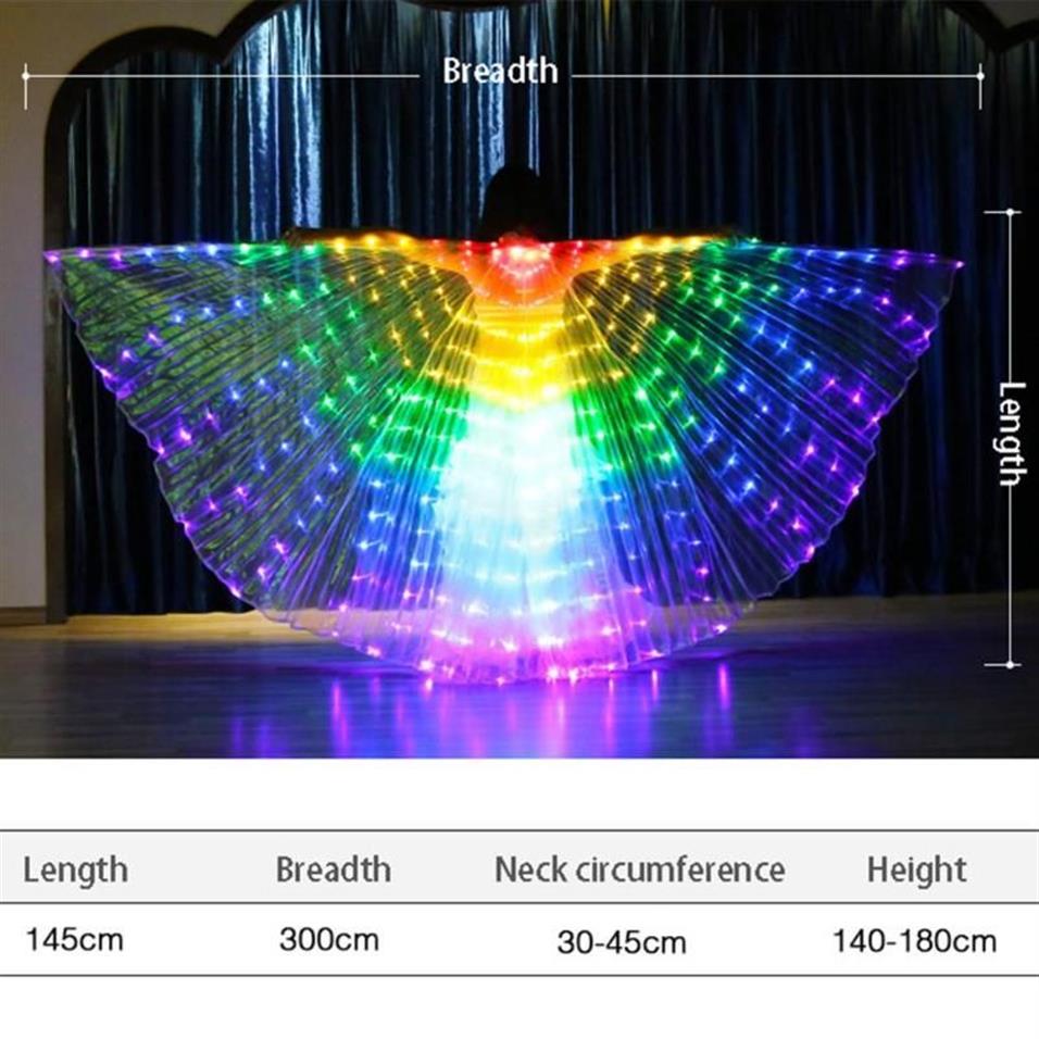 Decoração de festa LED borboleta asas mulheres dança do ventre isis acessórios traje adulto egípcio com varas suprimentos171o