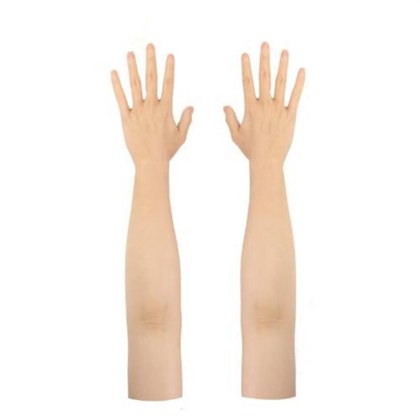 Maschere feste Guanto realistico in silicone di alto livello realizzato dall'uomo, pelle artificiale femminile Mani finte realistiche Accessori318x