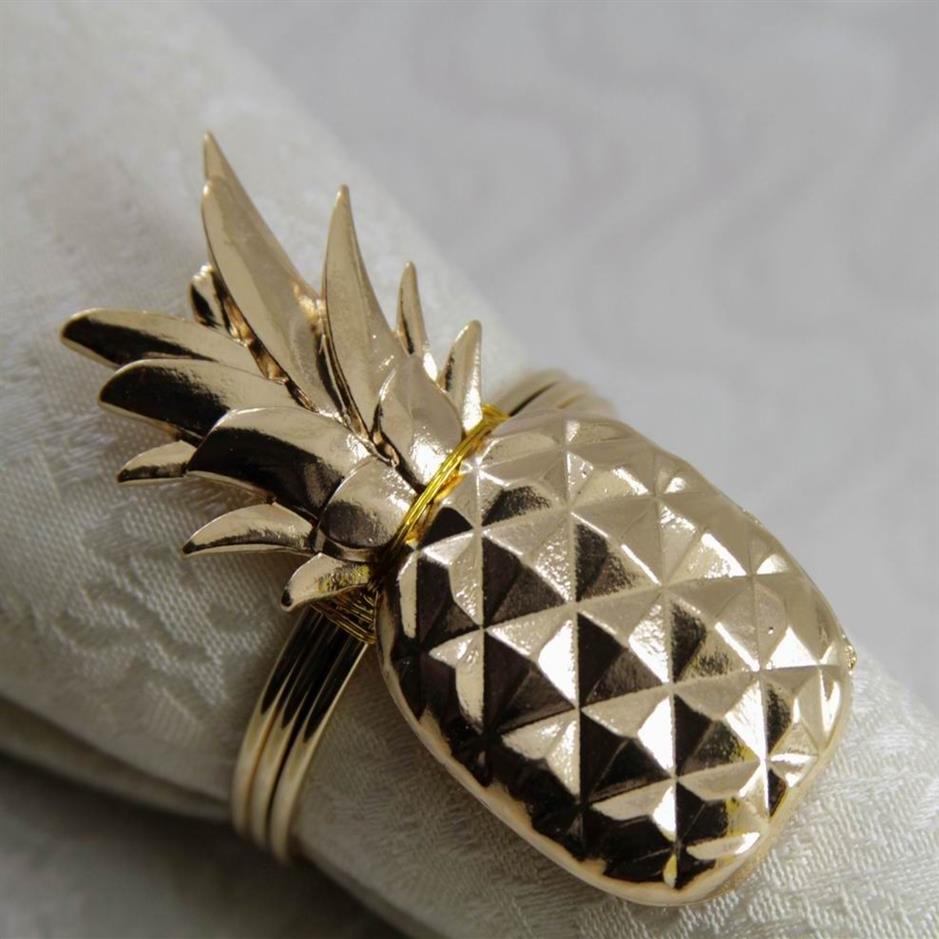 Gold-Silber-Metall-Serviettenring, Ananas-Serviettenhalter für Hochzeitsserviettendekoration 336S