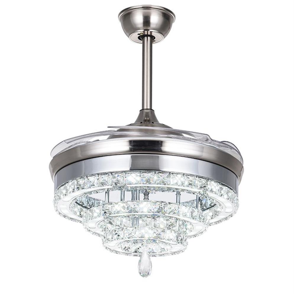 LED Crystal Fan Lights غير مرئية لمطعم غرفة نوم غرفة المعيشة معجبي السقف الحديث 42 بوصة مع التحكم عن بعد 3255
