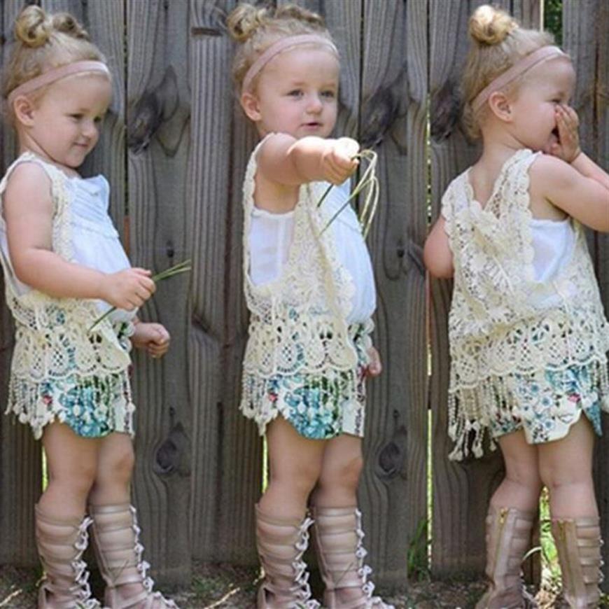 Cover-Ups Summer Toddler Kids Baby Girls Crochet Lace Hollow Cardigan Tops Vest Tassels Cover Up Waistcoat Swimwear Beachwear Saro176U