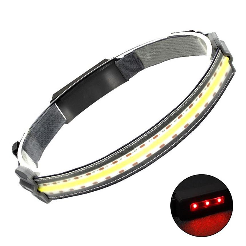 Oplaadbare Mini 10 COB Warm Wit Hoofd Lamp LED Koplamp Strip Camping Koplamp Rood Achterlicht voor Fishing225Z