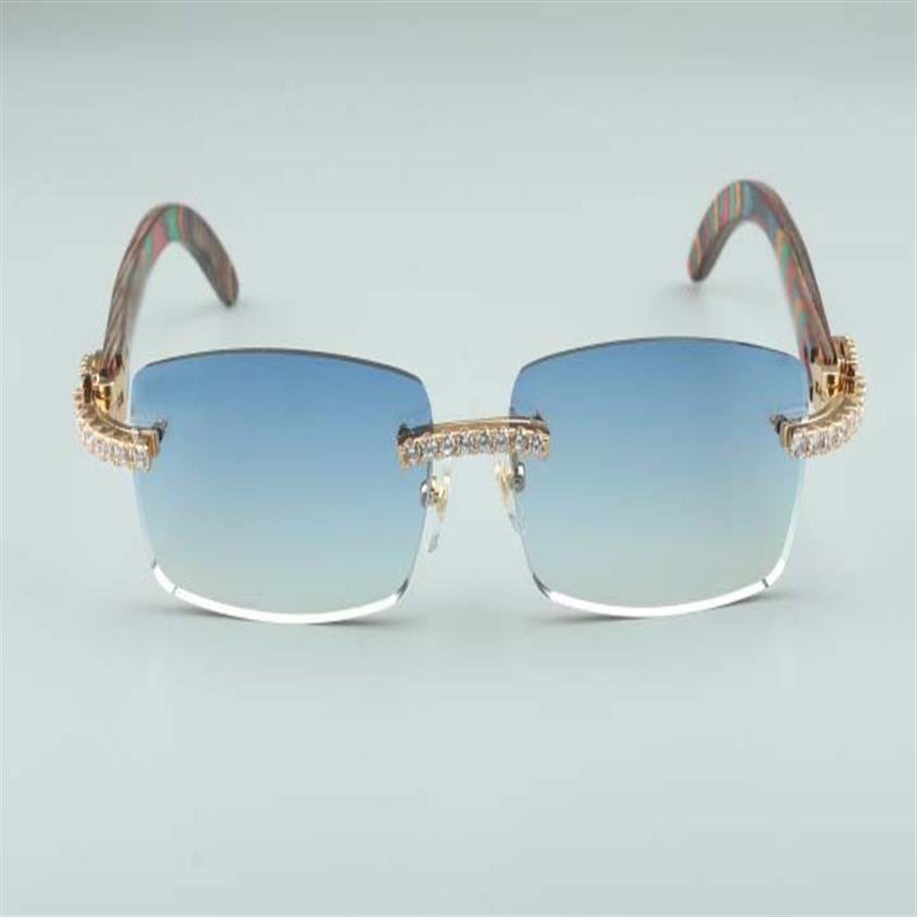 Mais novo 3524012-10 óculos de sol grandes diamantes pavão madeira óculos peça quadrada moda masculina e femininaboundl186Y