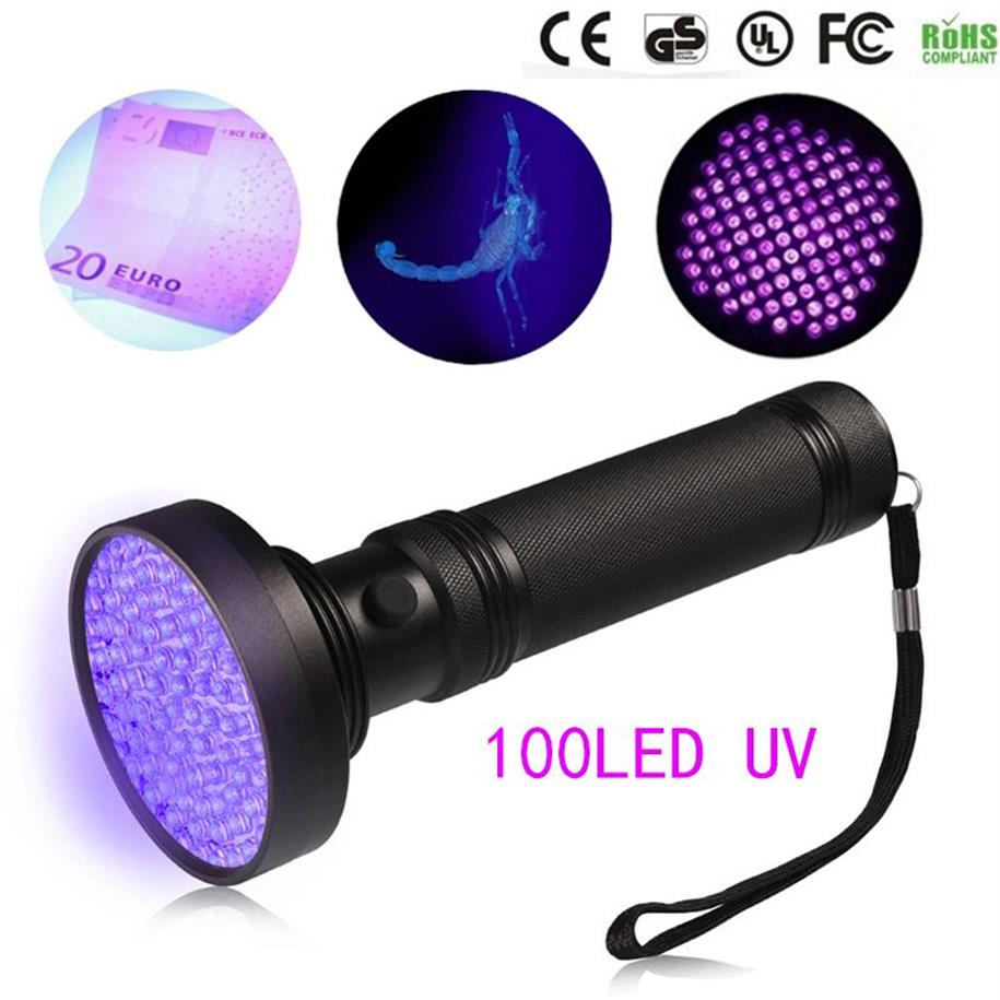 18W UV Black Light Flashlight 100 홈 EL 검사 애완 동물 소변 얼룩을위한 LED UV Light 및 Blacklight LED Spotligh2968