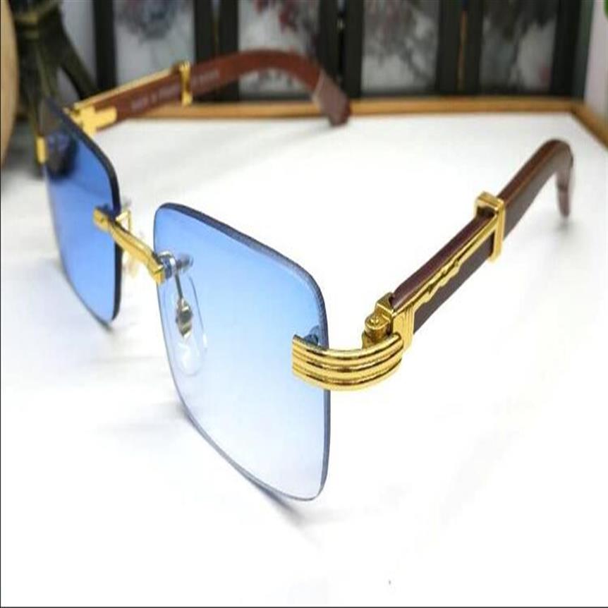 Herren-Damen-Sonnenbrille, neue Mode, Sport, Holz, polarisierte Sonnenbrille, Gold- und Silberrahmen, Retro-Quadratlinse, mit Box 2670