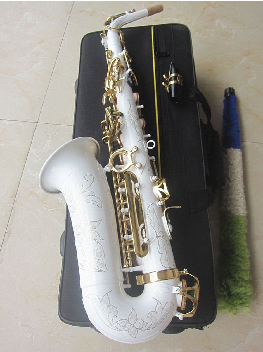 Top novo saxofone alto A-992 e-flat branco sax instrumentos musicais profissionais tocando com estojo