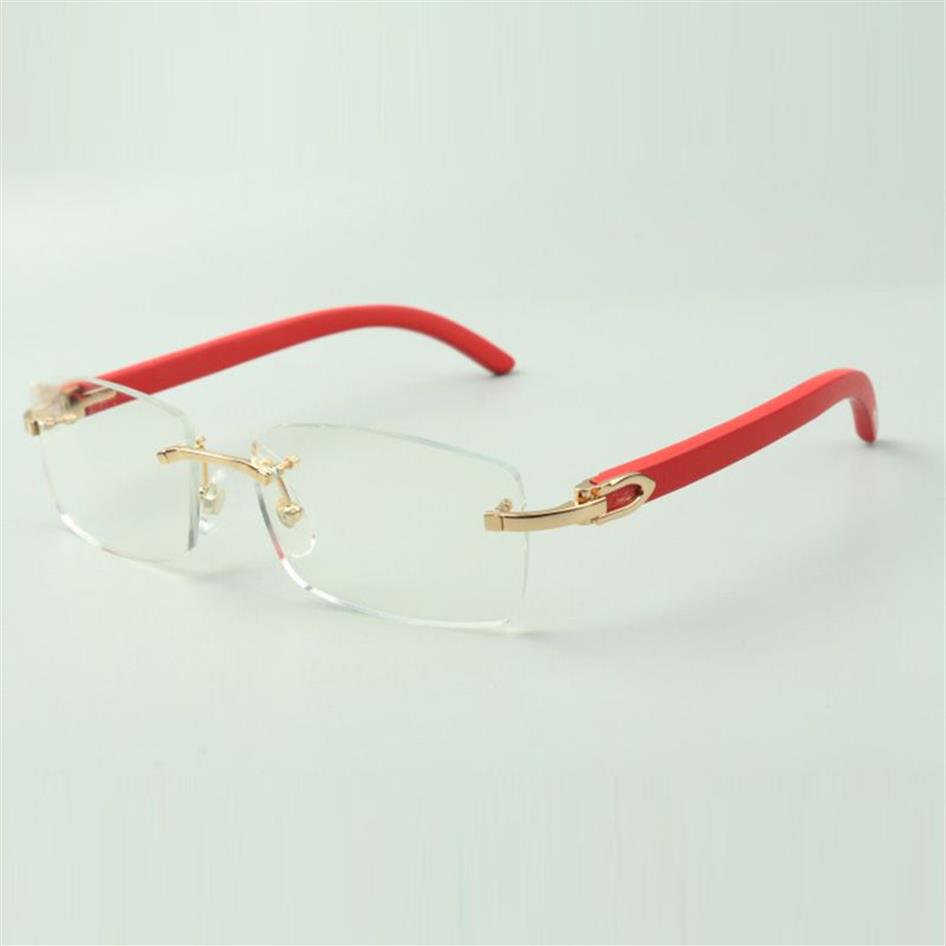 Monture de lunettes unie 3524012 avec pieds en bois rouge et verres 56 mm pour unisexe272t