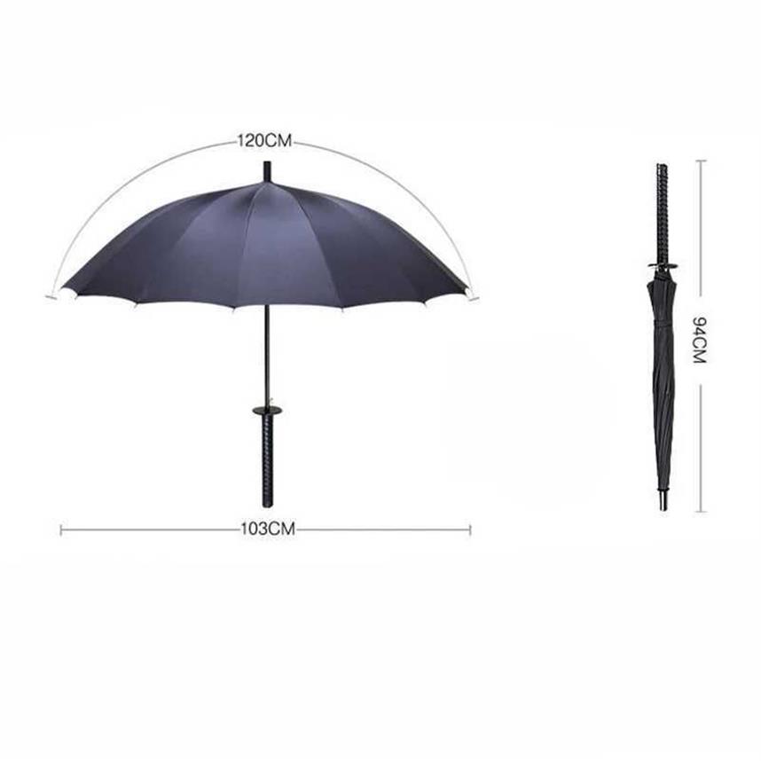 Criativo punho longo grande à prova de vento samurai espada guarda-chuva japonês ninja-como sol chuva guarda-chuvas retos abertura automática 0928322f