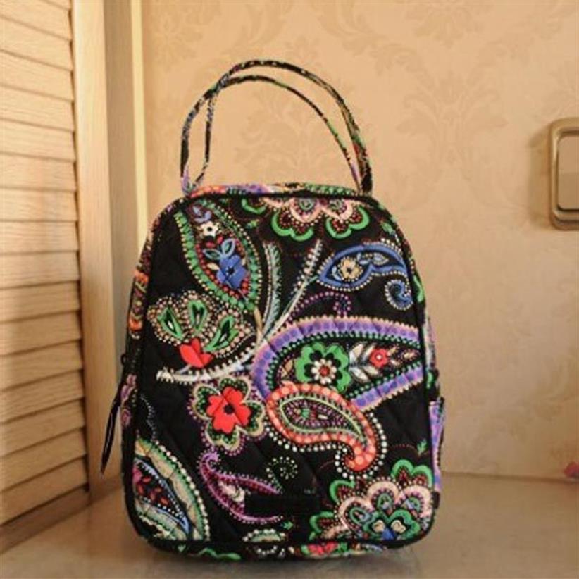 NEW With Tags Cotton Flower Pattern LUNCH BUNCH BAG Tote Sack Box276L