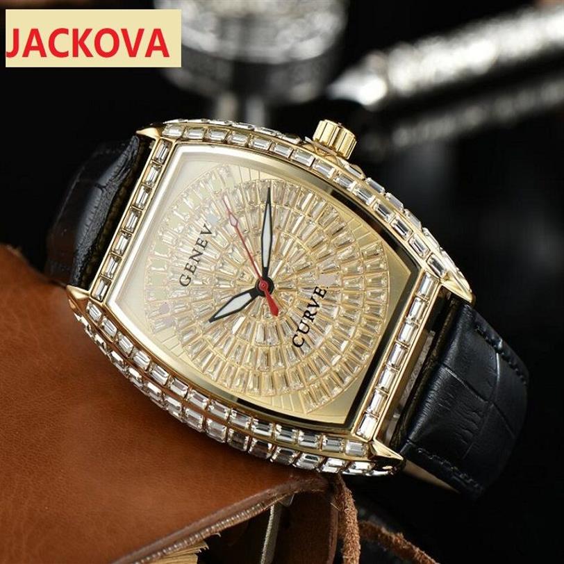 Top Mens Fashion clásico negocio zafiro reloj de los hombres correa de cuero CalendarWristwatches 43mm cronógrafo Relojes Hombre Big211H