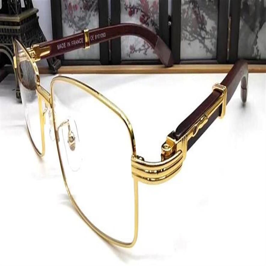 Lunettes de soleil en corne de buffle pour hommes, vintage, à la mode, sans monture, verres clairs, en corne de buffle, or, argent, monture en bois, lunettes de soleil pour hommes, g175U