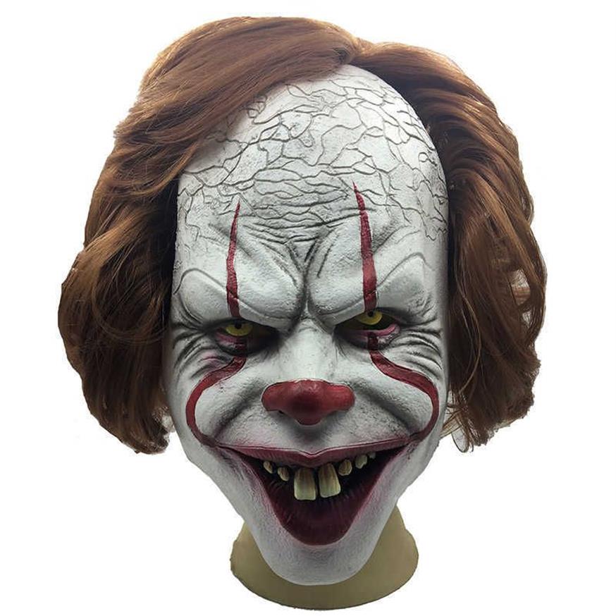 Máscara de payaso de Stephen King, máscara de Joker de terror de cara completa, máscaras de látex, máscara de payaso, accesorios de disfraz de Halloween, máscaras de fiesta 233S
