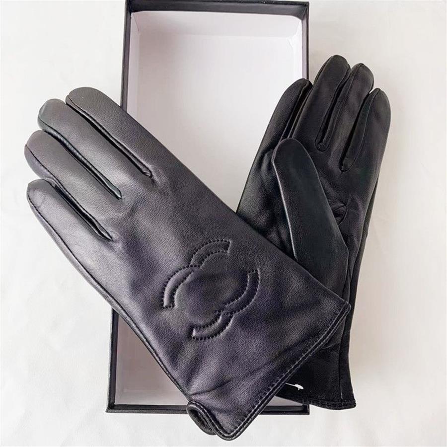 Women winter leather gloves Plush touch screen for cycling with warm insulated sheepskin fingertip Gloves314h