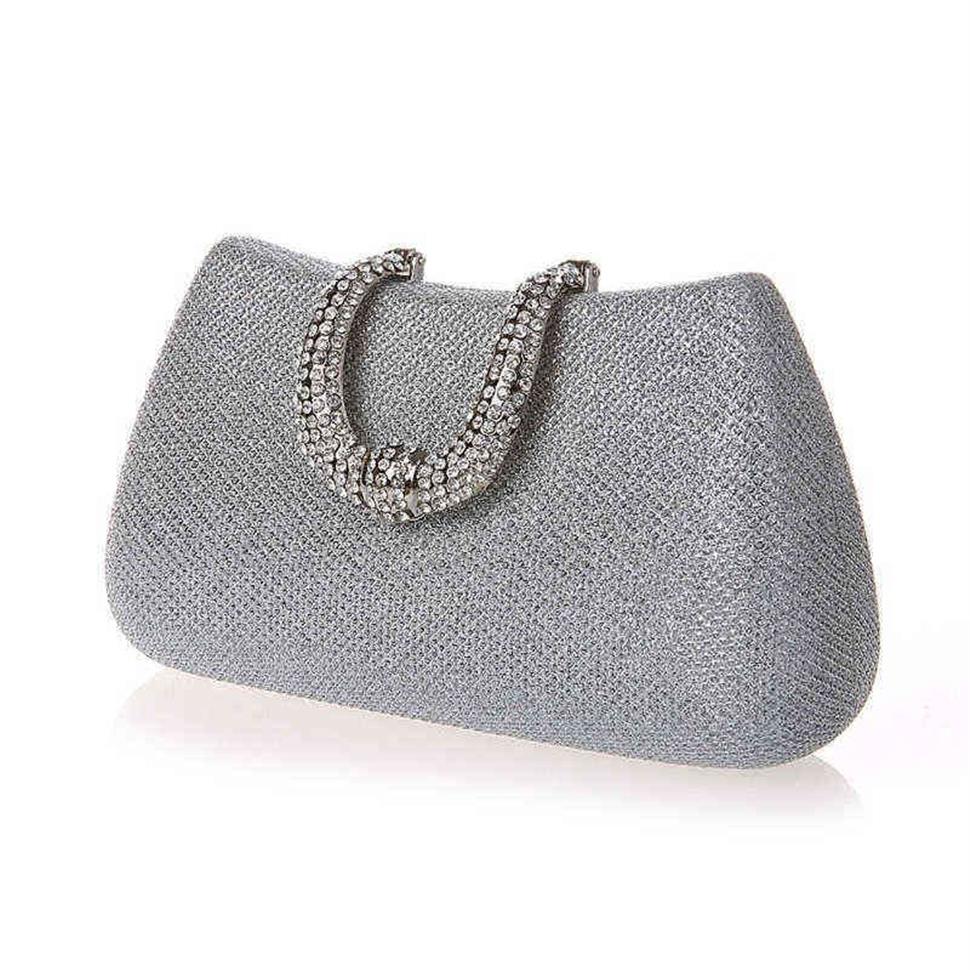 NXY Evening Bags Luxy Moon women crystal U Diamond clasp clutch bags glitter silver evening gold party purse woman handbag 220210262y