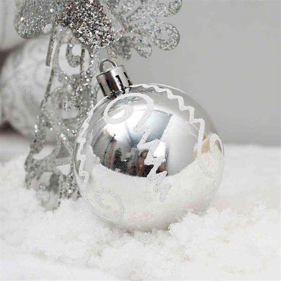 24 pezzi set palla di natale in scatola albero di natale appeso decorazione pendente 6 cm oro bianco palle di ornamento natalizio la festa in casa 21102236u