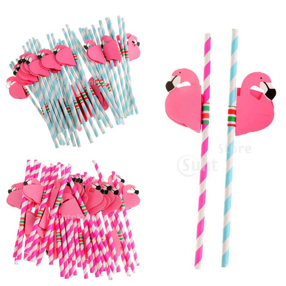 Nieuw Ontwerp 25 stks Flamingo Gestreepte Rietjes Luau Strand Tropische Party Bar Gunst Xman Cocktail Bruiloft Feestartikelen Decor Gift A239f