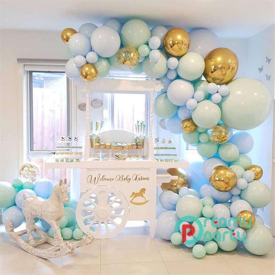 Set Macaron Blue Pastel Balloons Garland Arch Kit Confetti Birthday Wedding Baby Shower Anniversary Party Decoration240m