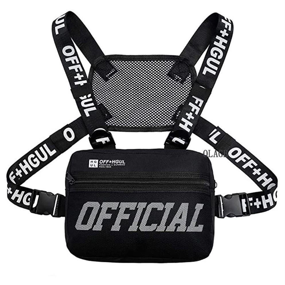 Модная уличная одежда, мужская нагрудная сумка в стиле хип-хоп, тактическая нагрудная сумка с двумя ремнями, модный стиль, прямоугольная нагрудная сумка G122305o