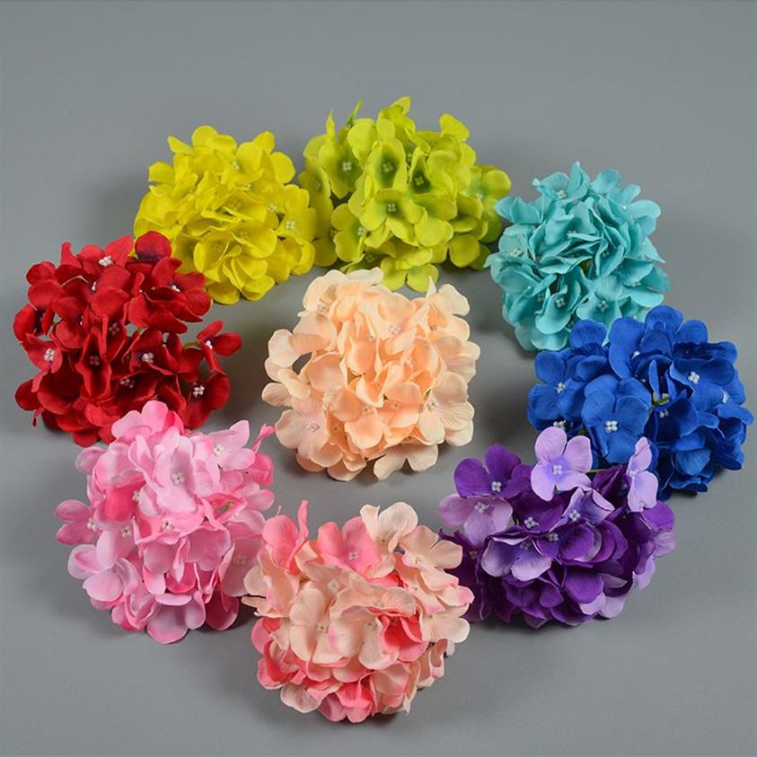 Entier 50 pièces hortensia artificielle fête décorative fleur artificielle 15 cm tête pour mariage mur fleur décorations de mariage Home262Z