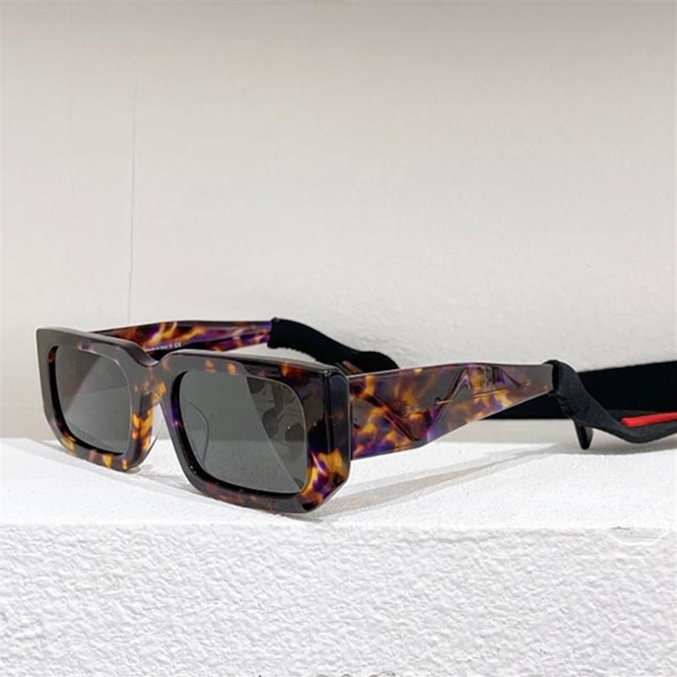 Solglasögon sköldpadda acetat rektangel kvinnor med rem mode svart smal lins men244k