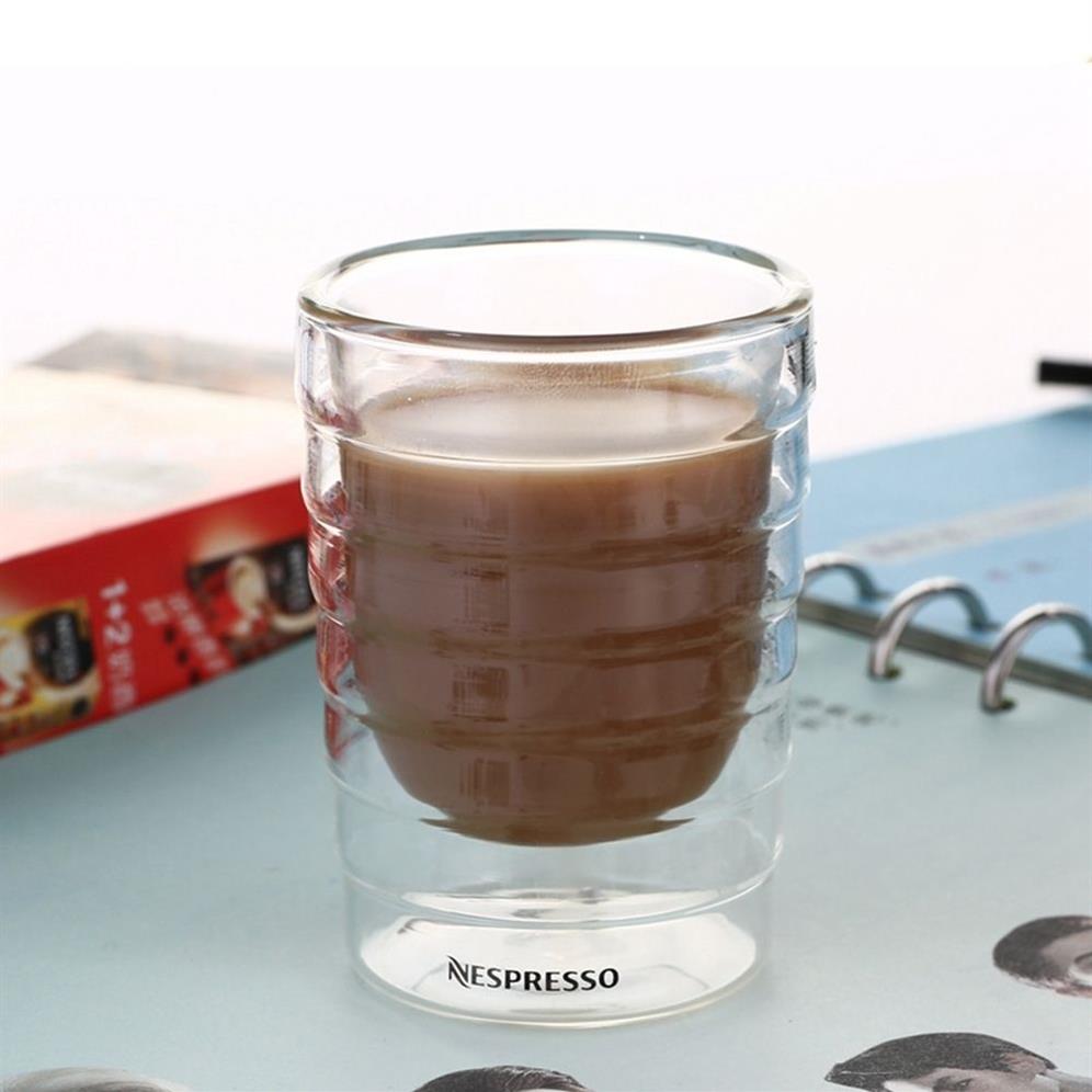 6 stks Dubbellaags Hittebestendigheid Wei-eiwit Nespresso Koffiemokken Espresso Kopje Thermische Glas 150 ml Geschenken L03092048