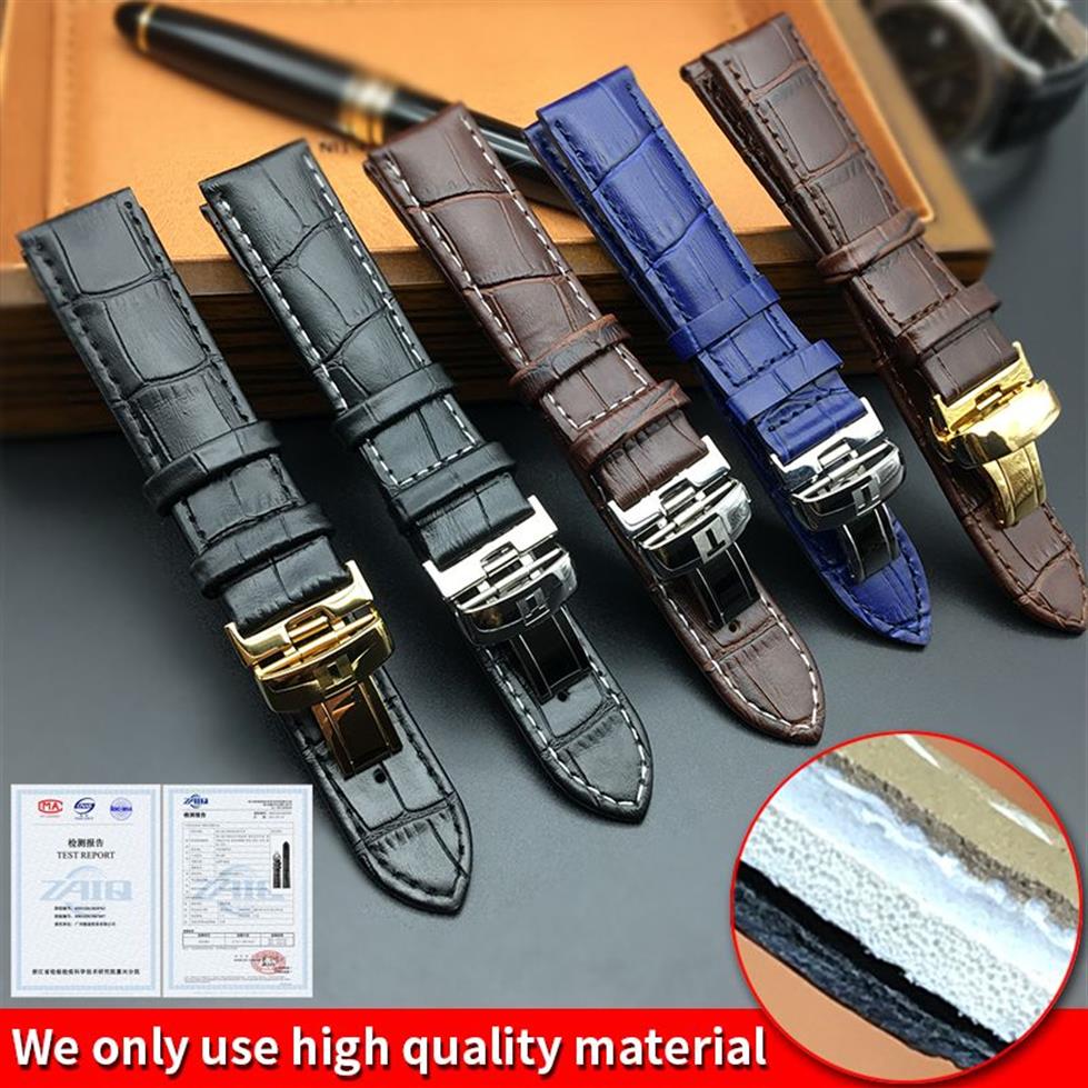 Watch Strap for Tissot PRC200 T17 T41 T461 T049 19mm Silver Butterfly Buckle Genuine Leather Watch Bands Strap 18mm 20mm 22mm233r