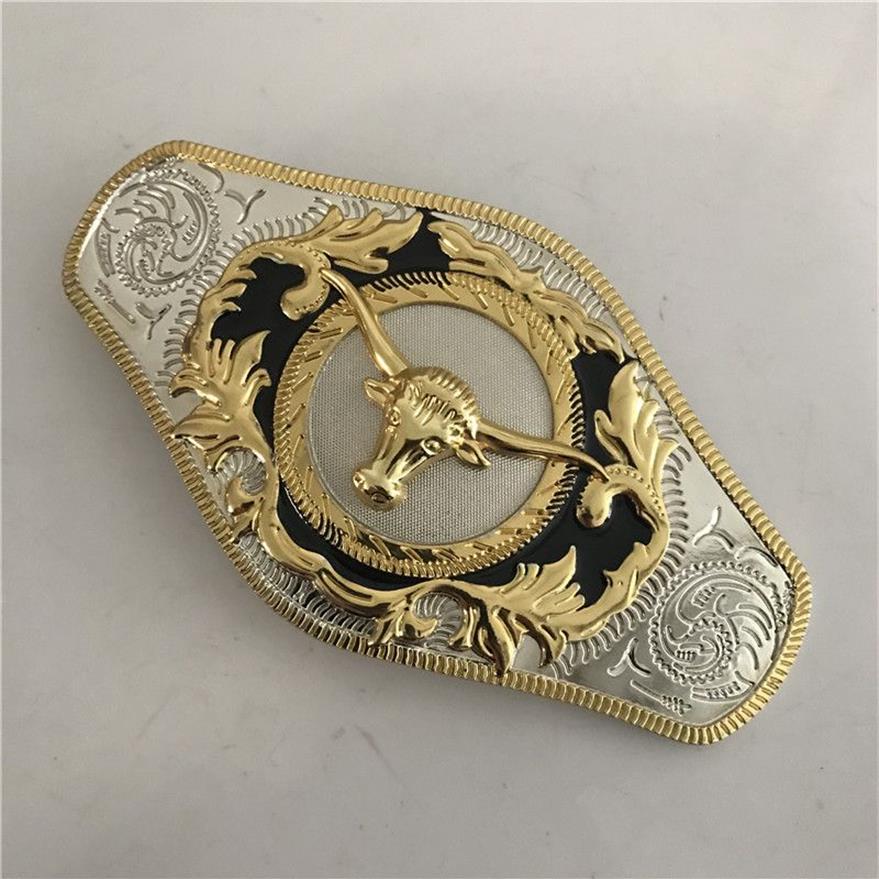 1 szt. Wielki rozmiar Złoty Bull Head Western Belt Kluska dla Cintura Cowboy212g