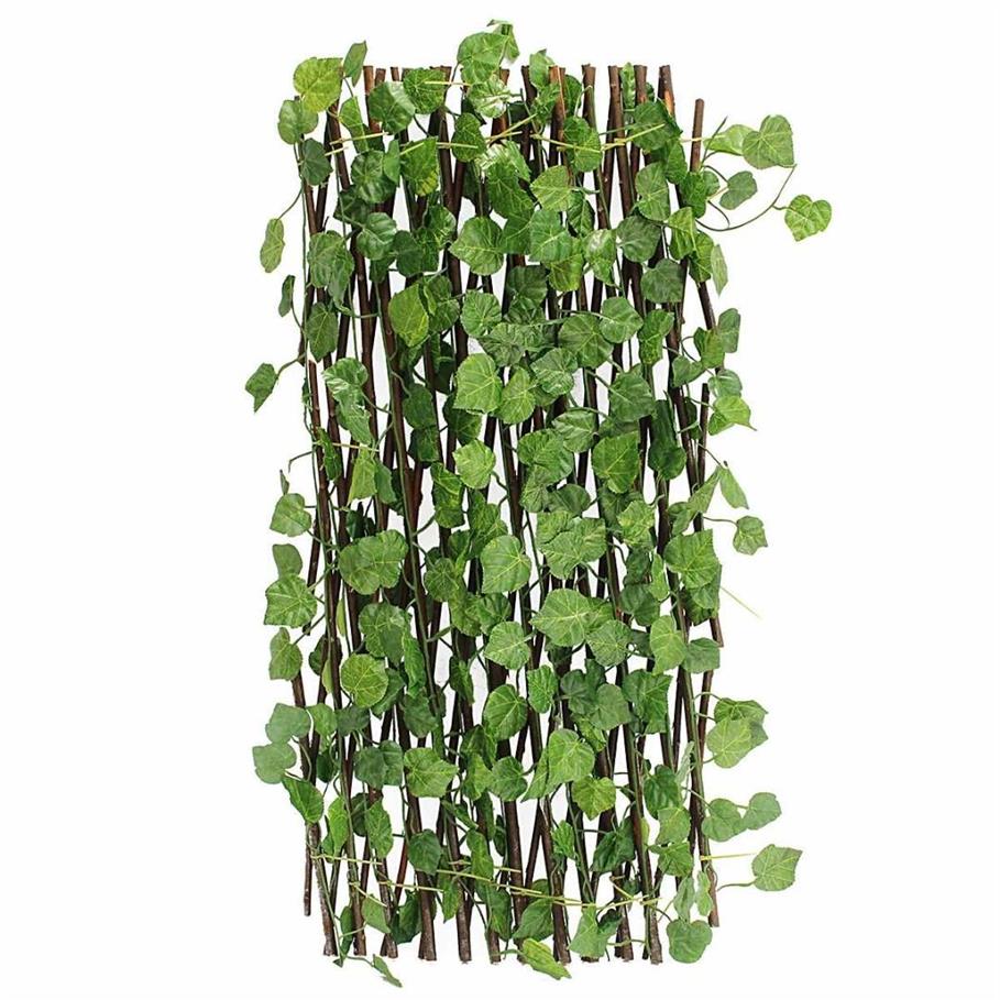 70CM Plantes Artificielles Décor Extension Jardin Cour Feuille de Lierre Artificielle Clôture Fausses Feuilles Branche Filet Vert pour Mur de Maison Jardin1317z