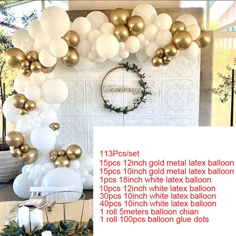 Goud Witte Ballon Boog Keten Ballonnen Boog Garland Kit Bruiloft Baby Douche Verjaardagsfeestje Decoratie Metalen Globos MZ T290A