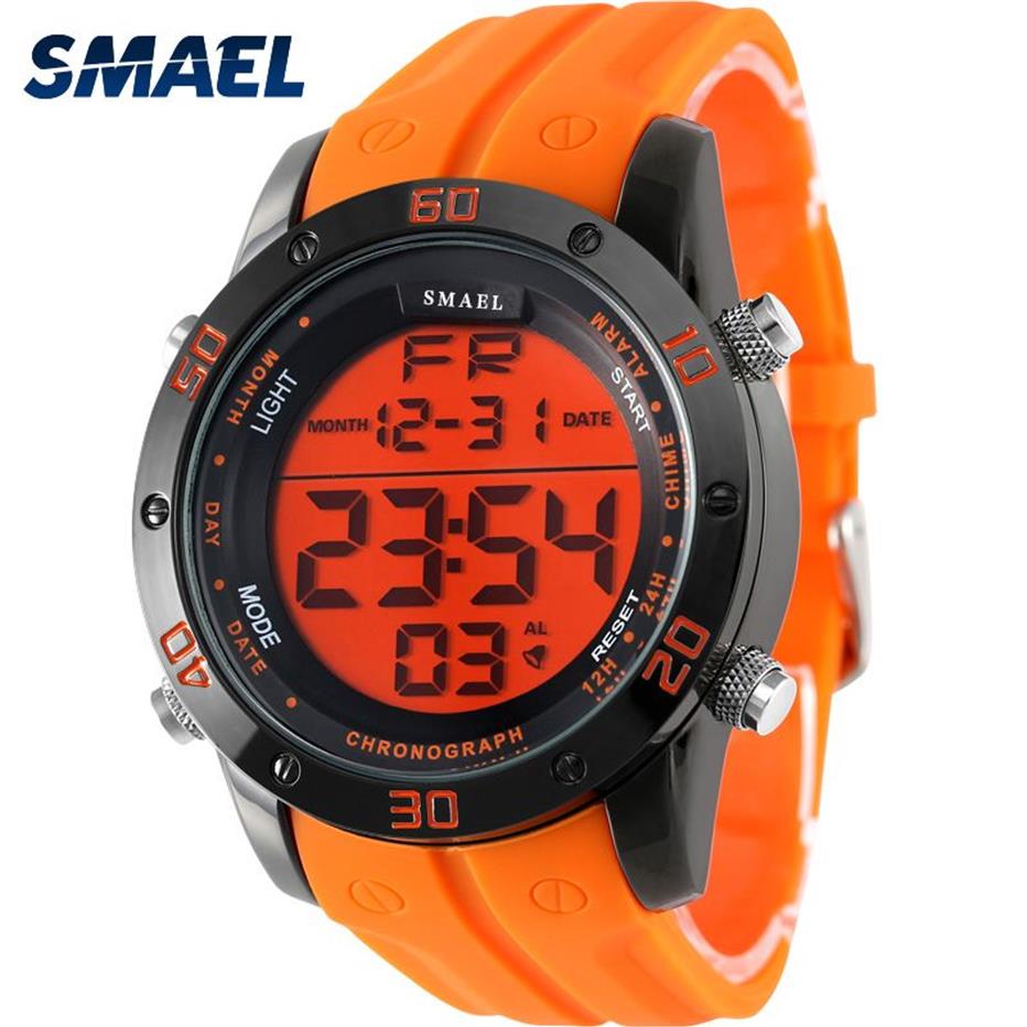 Orologi di moda Uomo Arancione Orologi digitali casual Orologio sportivo a led Orologio automatico maschile con data 1145 Orologio da polso da uomo Impermeabile291T