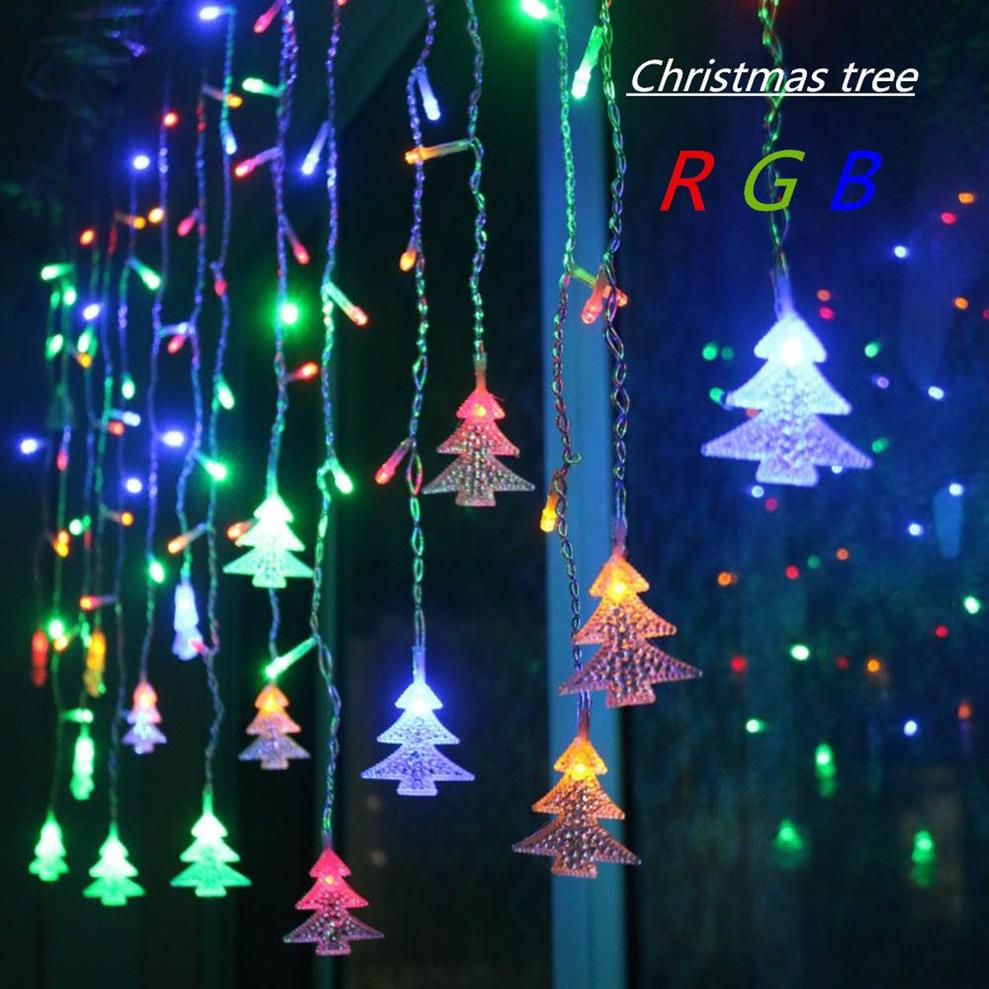 4 5M 96 Leds Cortina Árbol de Navidad Luces de cadena de carámbanos Luces de hadas Luces de Navidad Año Nuevo Decoración del banquete de boda UE 220V292r