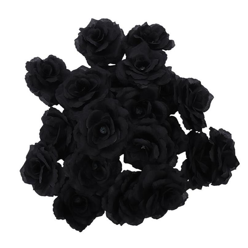 Pezzi di rosa nera fiore di seta artificiale festa di nozze casa ufficio arredamento da giardino ghirlande di fiori decorativi fai da te297m