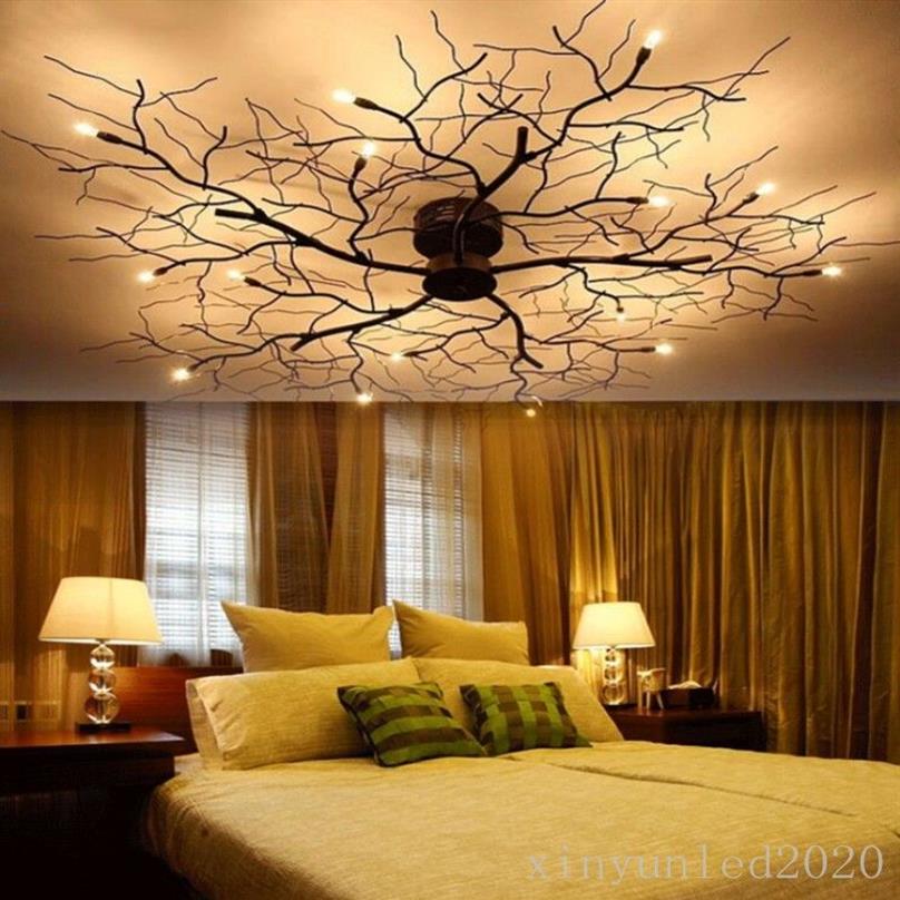 8 10 12 15 20 LED Ceiling Lights American Country Branch Lustre Iron Ceiling Lamp Living Room Home Decor Lighting Fixtures2717