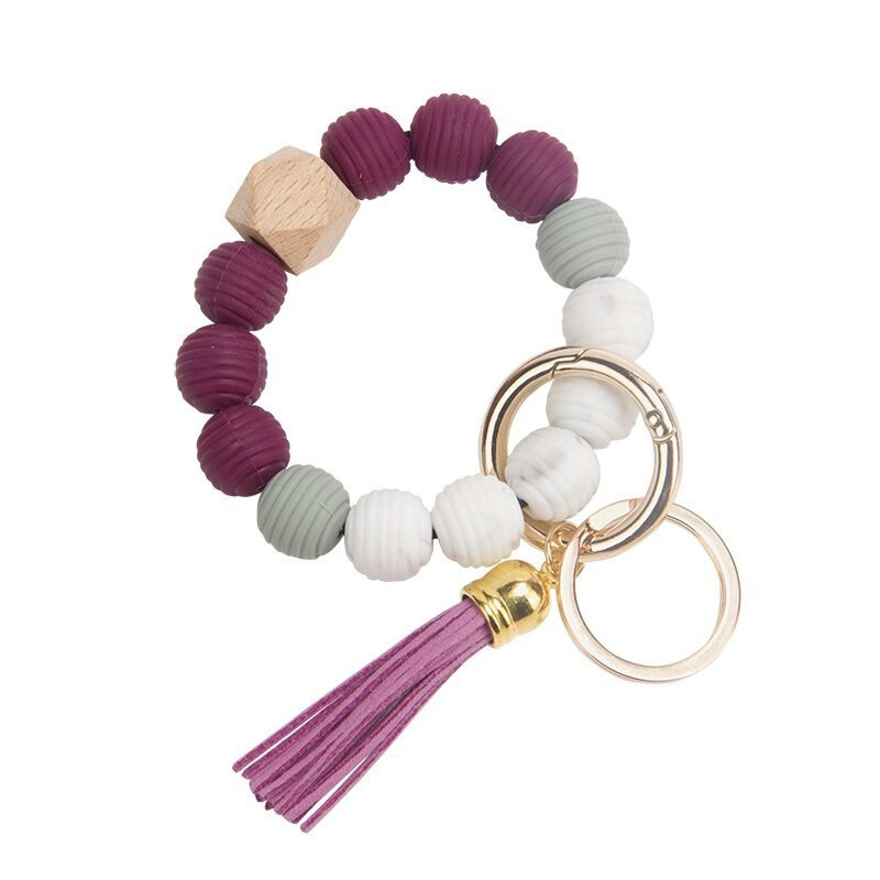 Bracelet de perles en Silicone, nouveau style, porte-clés à pampilles, pendentif, P176