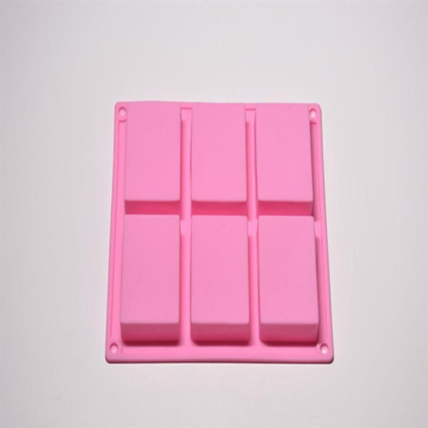 Cake Tools 6 Cavities Handmade Rectangle Square Silicone Soap Mold Chocolate DOOKIES Mould Cake Decorating Fondant Molds262E