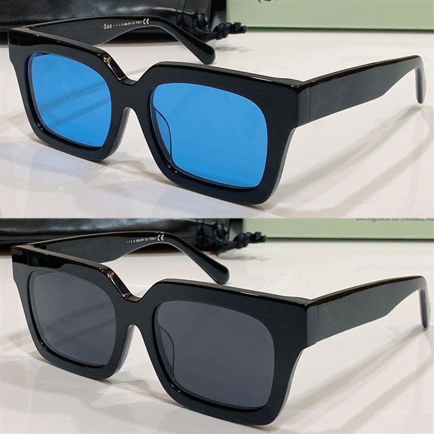 Gafas de sol para hombre OW40001U Moda para mujer Clásico Todo fósforo Cuadrado Negro Marco blanco Lentes azules Gafas Hombres Casual Al aire libre Anti-U338w