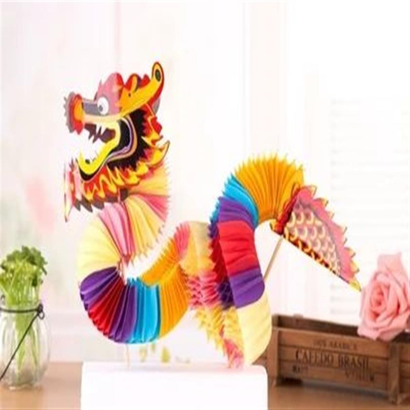 2 шт. в упаковке 3D китайский дракон из папиросной бумаги цветочные шары Китайское новогоднее украшение в виде сот подвесное украшение291K