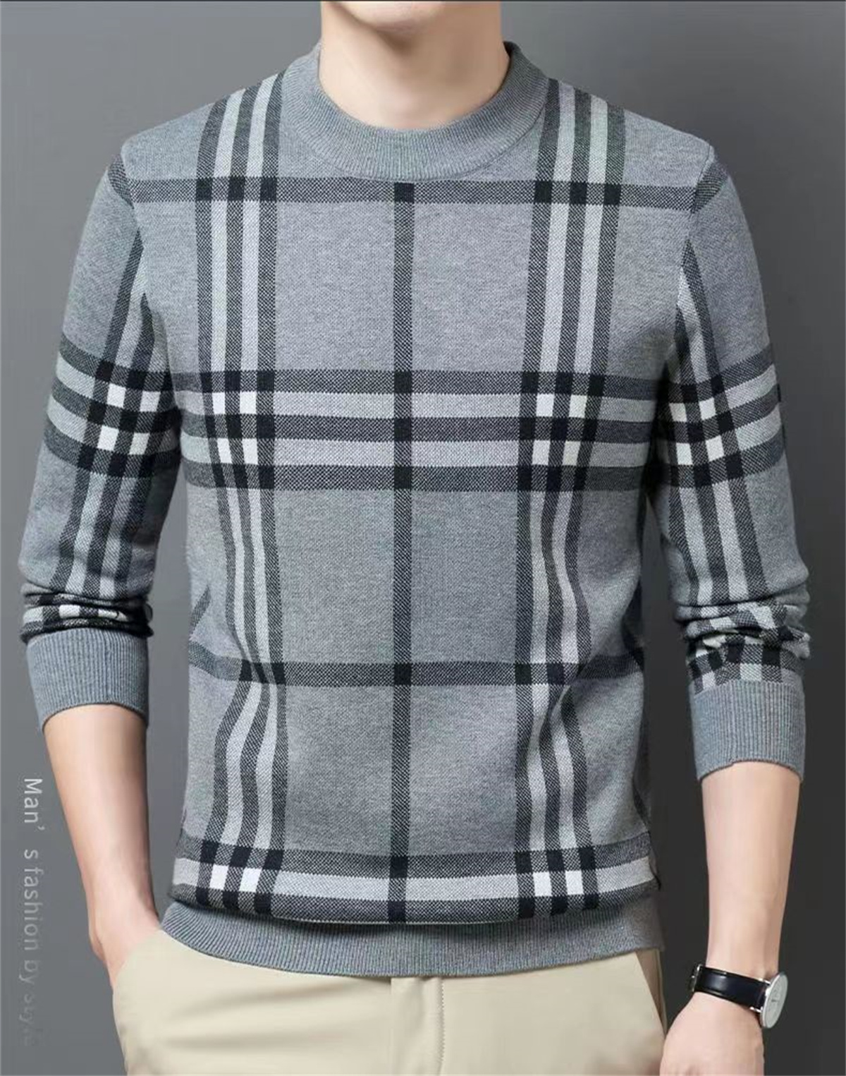 Designer män tröjor faller vinter high end stickwear män casual stripe pullover mens affär mjuk varma kläder