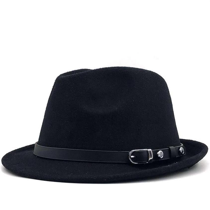 Cappelli a tesa larga da uomo inverno autunno bianco feminino cappello Fedora in feltro gentiluomo bombetta di lana Homburg Jazz taglia 56-58 cm Scot22225N