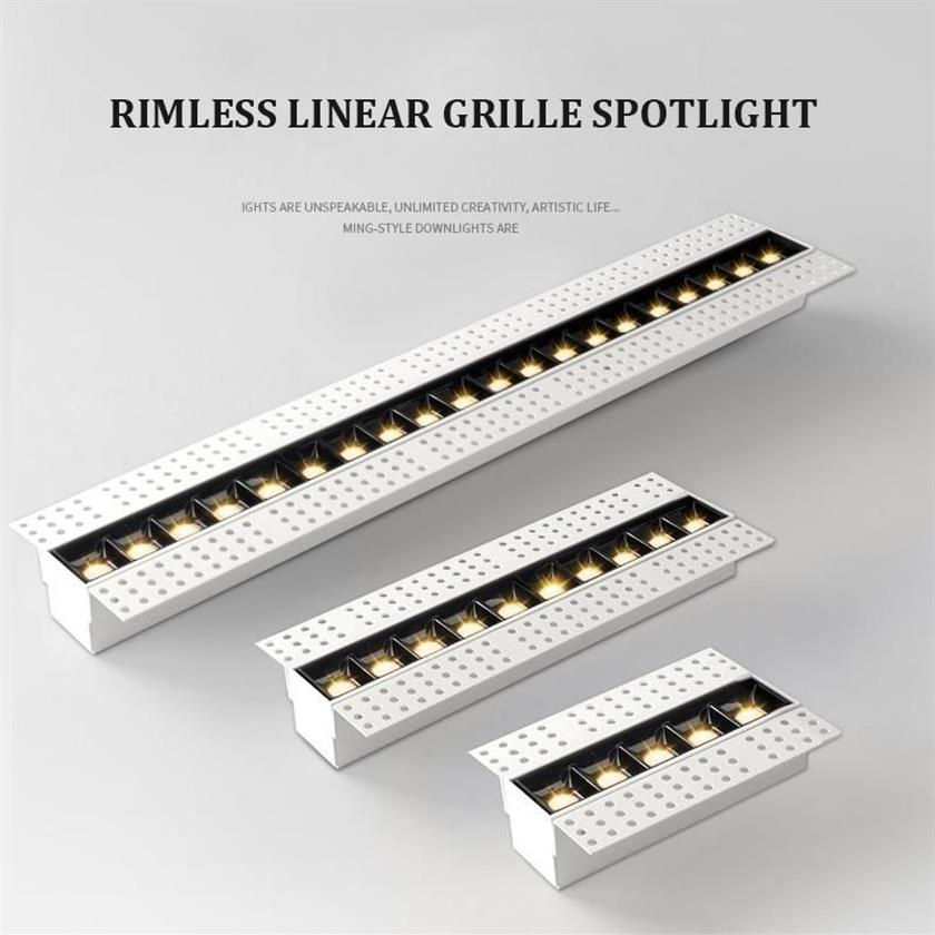 Faretto a LED a griglia lineare senza montatura Nessun design di illuminazione principale Moderno 5W 10W 20W Lampada da installazione incorporata magnetica Fixture2401