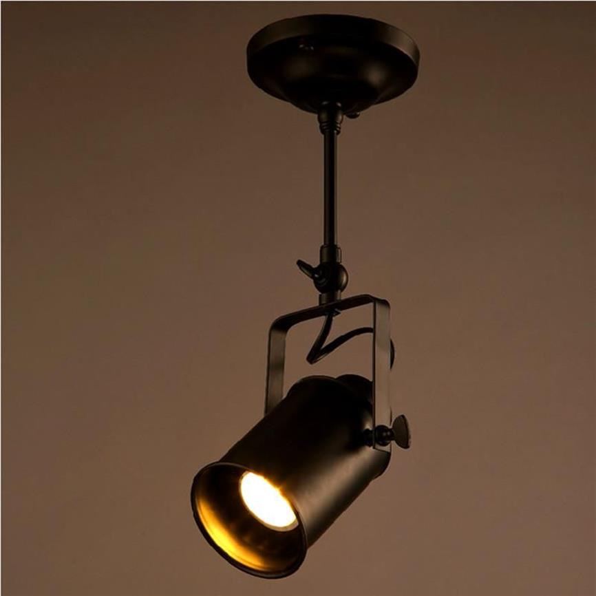 Lampade a binario a LED vintage Loft Lampade da soffitto in ferro battuto Abbigliamento Bar Faretto Illuminazione spot con asta in stile americano industriale223Z
