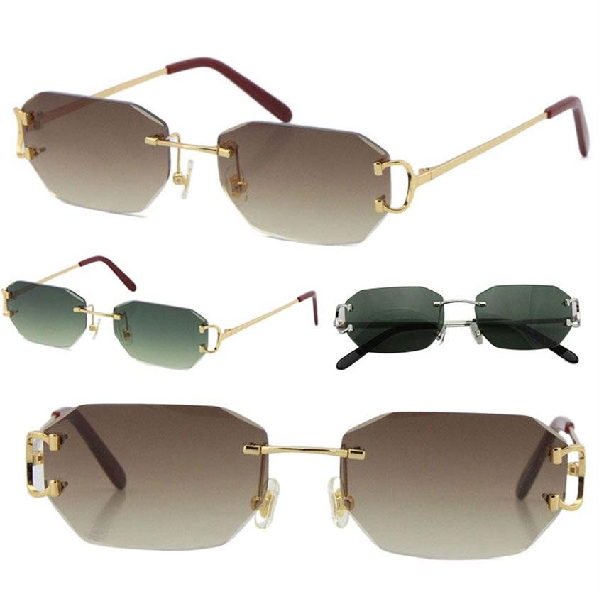 Vente de lunettes de soleil sans monture vintage Piccadilly irrégulière sans cadre diamant coupe lentille lunettes rétro mode avant-gardiste design uv400 291w