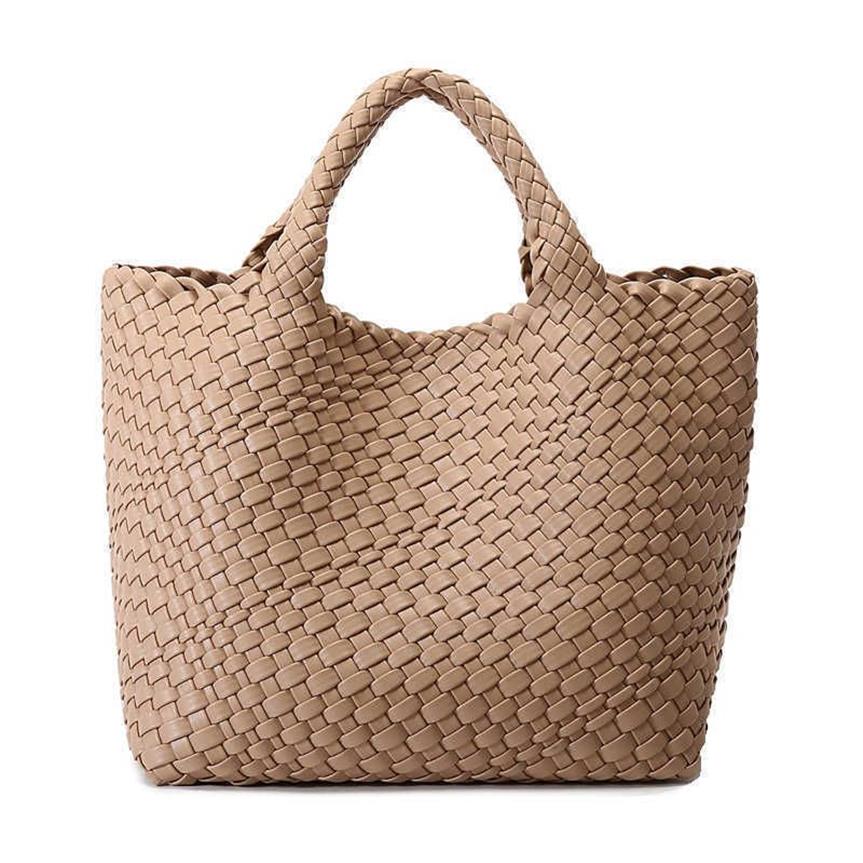 Bolsos de noche Bolso de hombro tejido hecho a mano para mujeres bolsas de cuero vegano bolsos de viaje y bolsos de playa de la playa Cesta de diseñador B288O