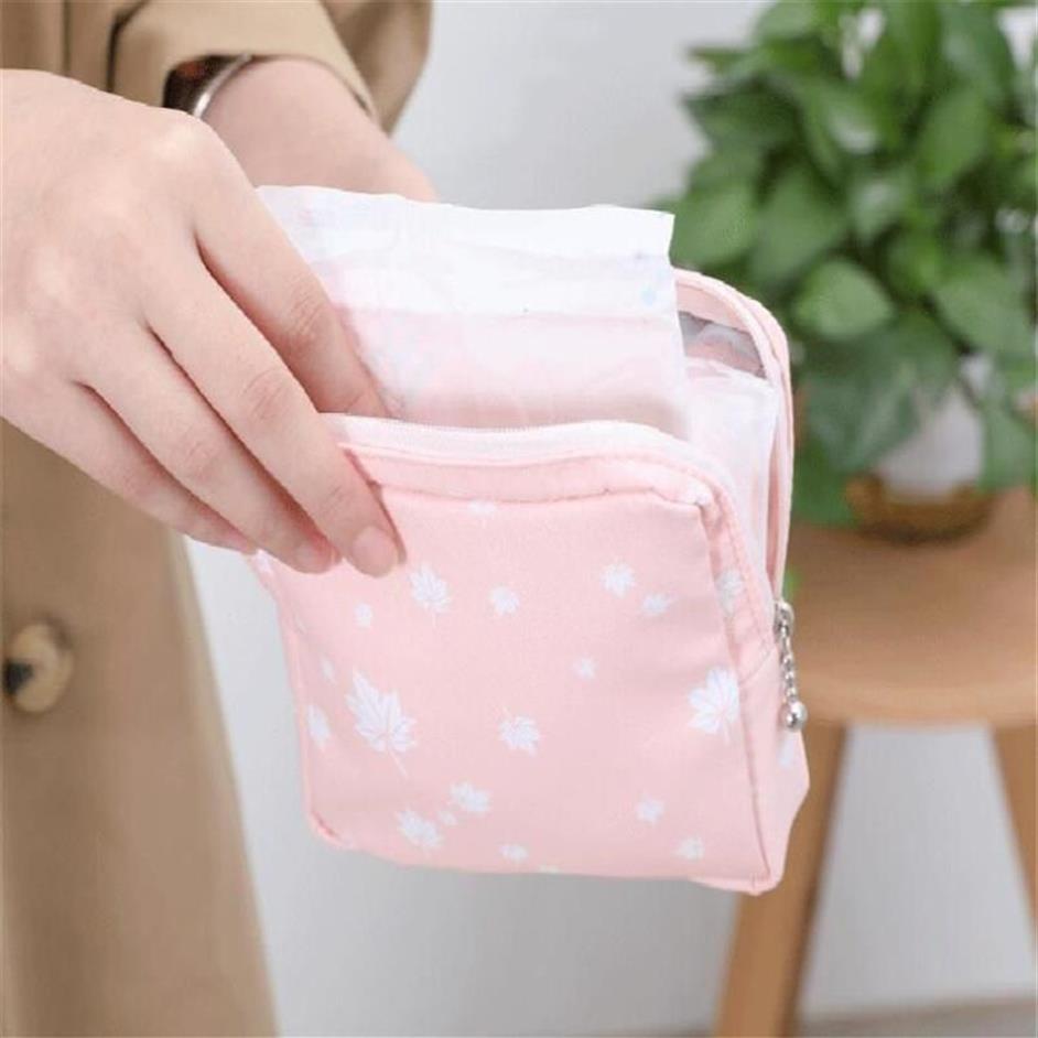 Women Girl Sanitary Pad Organizer Holder Servetten Thandduk Makeup Travel Påsar Lagring Fodral Pouch Diap Purse Cosmetic Zipper323y