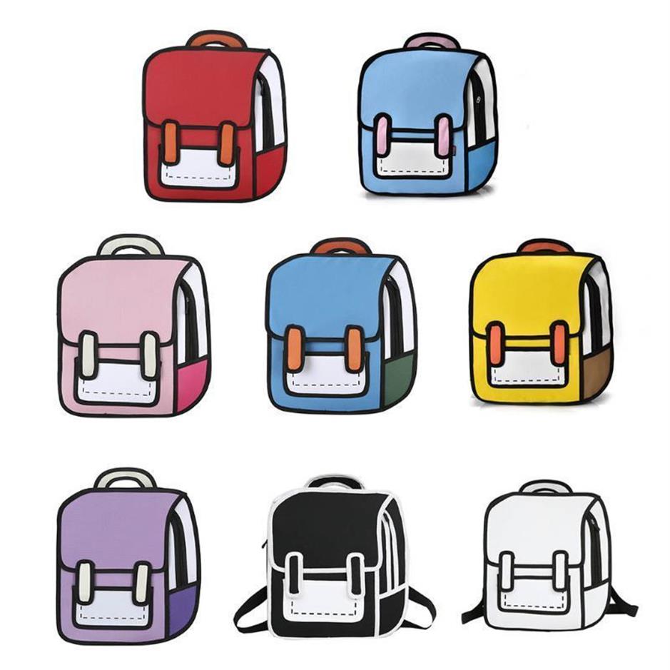 Fashion UNISEX 2D Dranaggio Disegno Backpack Cine Cartoon School Borse Comic Book Bag adolescenti ragazzi daypack da viaggio da viaggio da viaggio K726285O