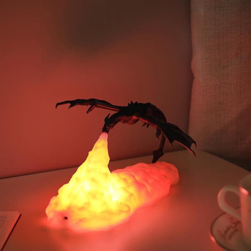 3D Design Spit Fire Dragon Table Lamp Child Gift For Living Room Night Light Bedside Lamp Decor Lighting Kids Gift265m