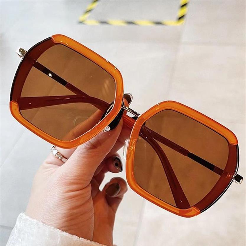 Sunglasses Vintage Irregular Square For Women Fashion Brand Orange Tea Gradient Sun Glasses Female Elegant Uv400 Eyewear287Y