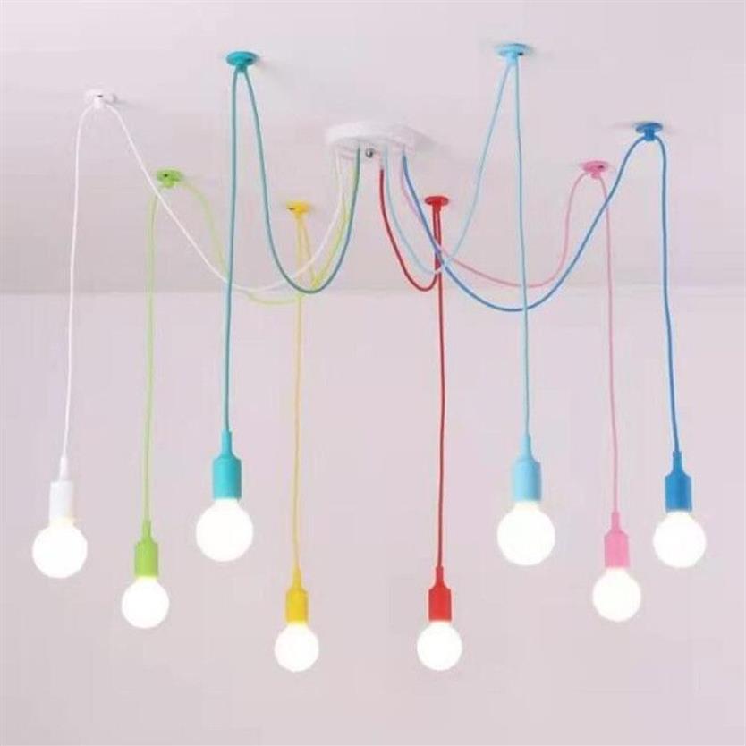 Lampada a sospensione artistica colorata Lampada a sospensione moderna design fai da te Lampadario a ragno E27 Lampade a sospensione Decorazione interni Lights259F