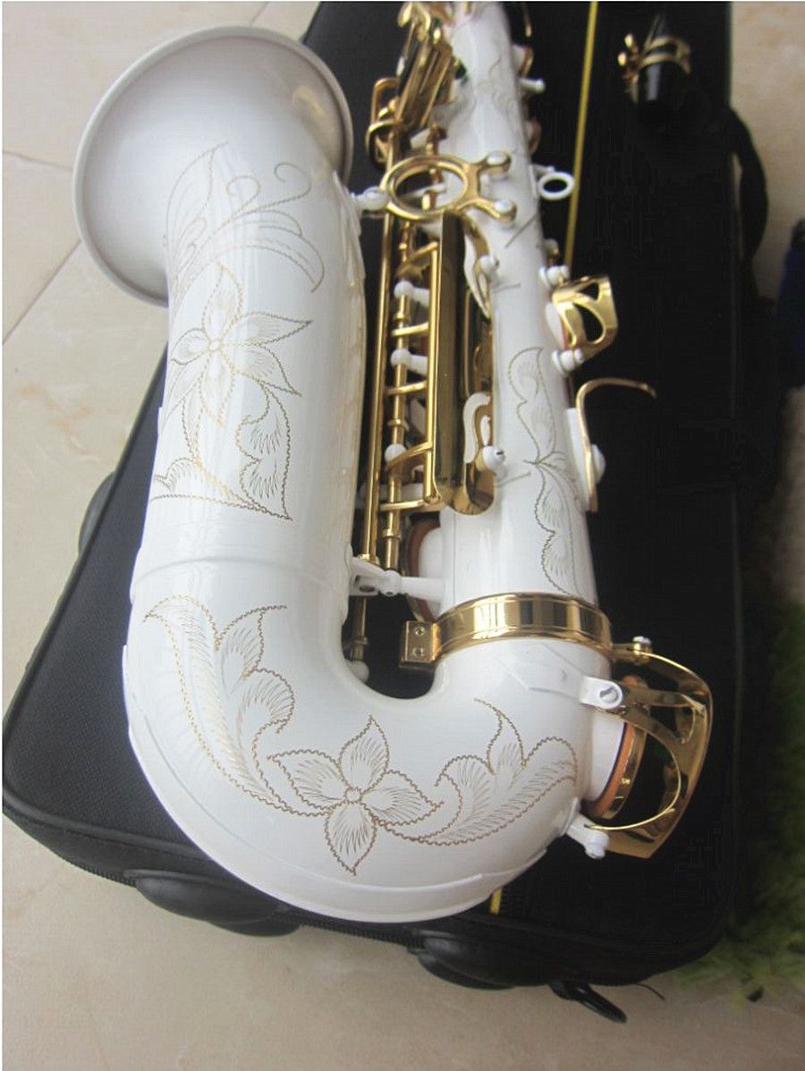 Top novo saxofone alto A-992 e-flat branco sax instrumentos musicais profissionais tocando com estojo